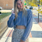 Ice Blue Cable Knit Sweater