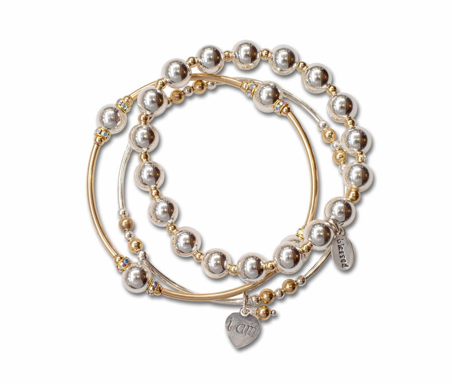 Intentional Bracelet  Sterling Silver & Gold Filled Beads