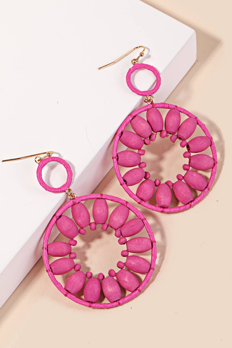 Wooden Circle Drop Earrings: GDDMOS