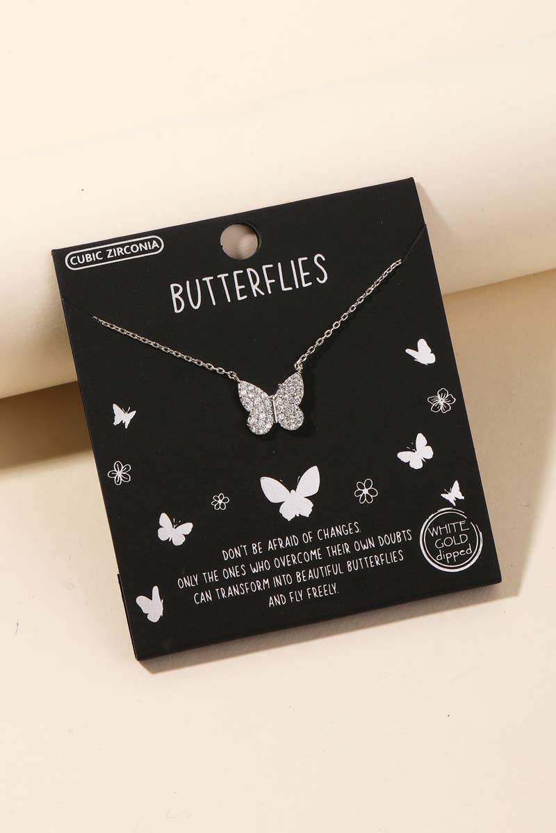 Gold Dipped Butterflies Pendant Necklace