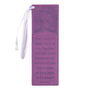For I Know the Plans Purple Faux Leather Bookmark - Jeremiah