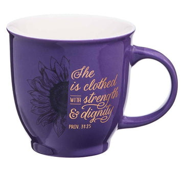 She is Clothed with Strength & Dignity Purple Ceramic Mug -