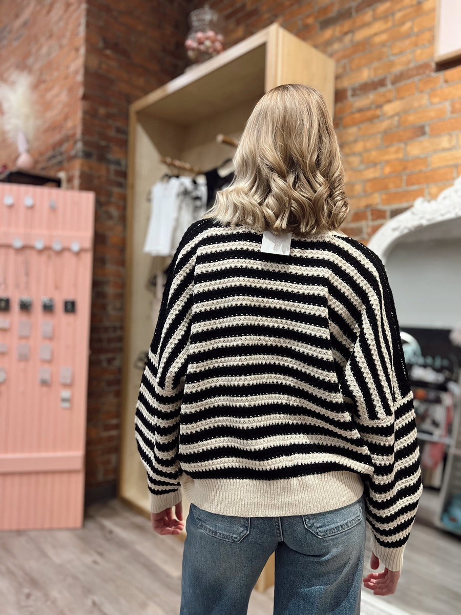 Cream/Black Striped Sweater