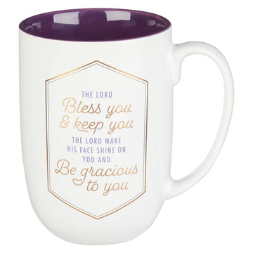 Bless You and Keep You Purple Ceramic Coffee Mug - Numbers 6