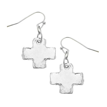 Silver Cross Earrings Small