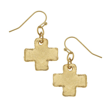 Gold Cross Earrings Small