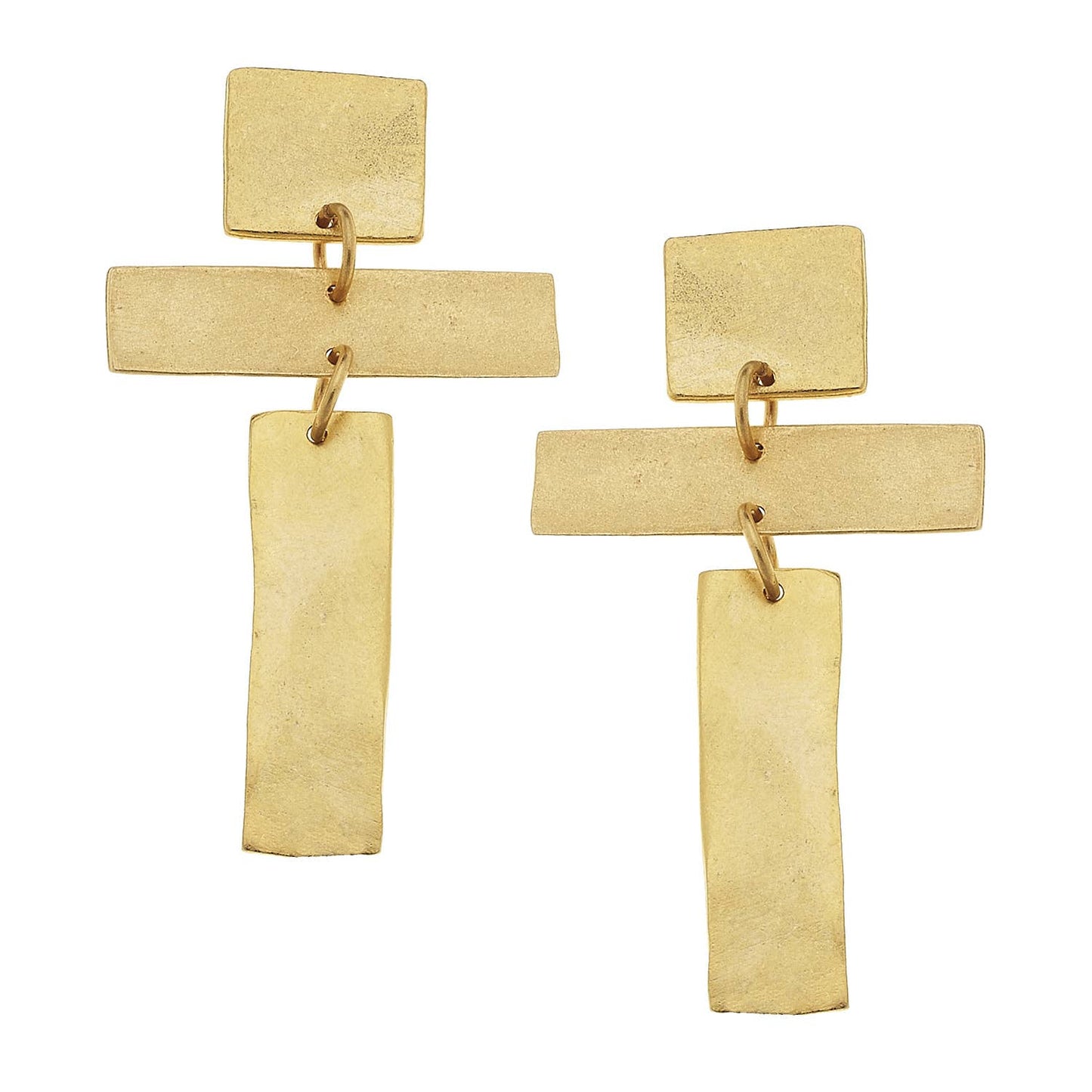 Gold Bar Cross Earrings