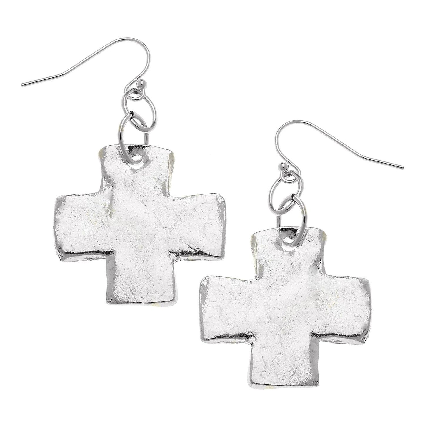 Silver Cross Earrings Medium
