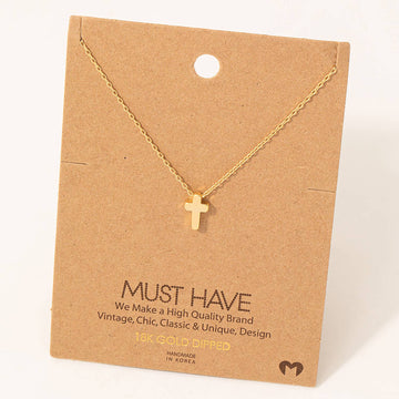 Gold Mini Cross Pendant Necklace