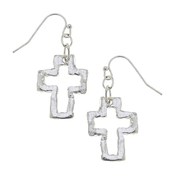 Silver Open Cross Earrings