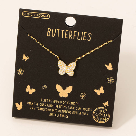 Gold Dipped Butterflies Pendant Necklace