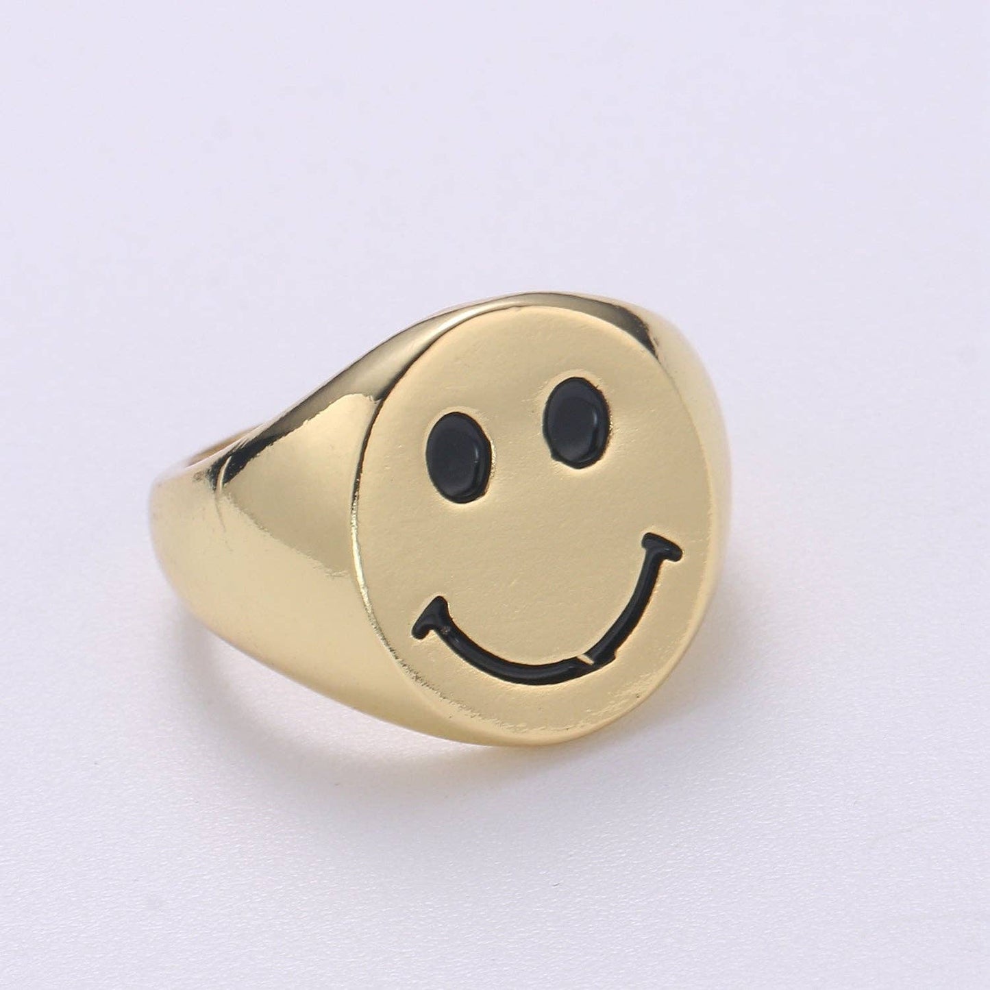 Adjustable Smiley Face 24K Gold Filled Ring