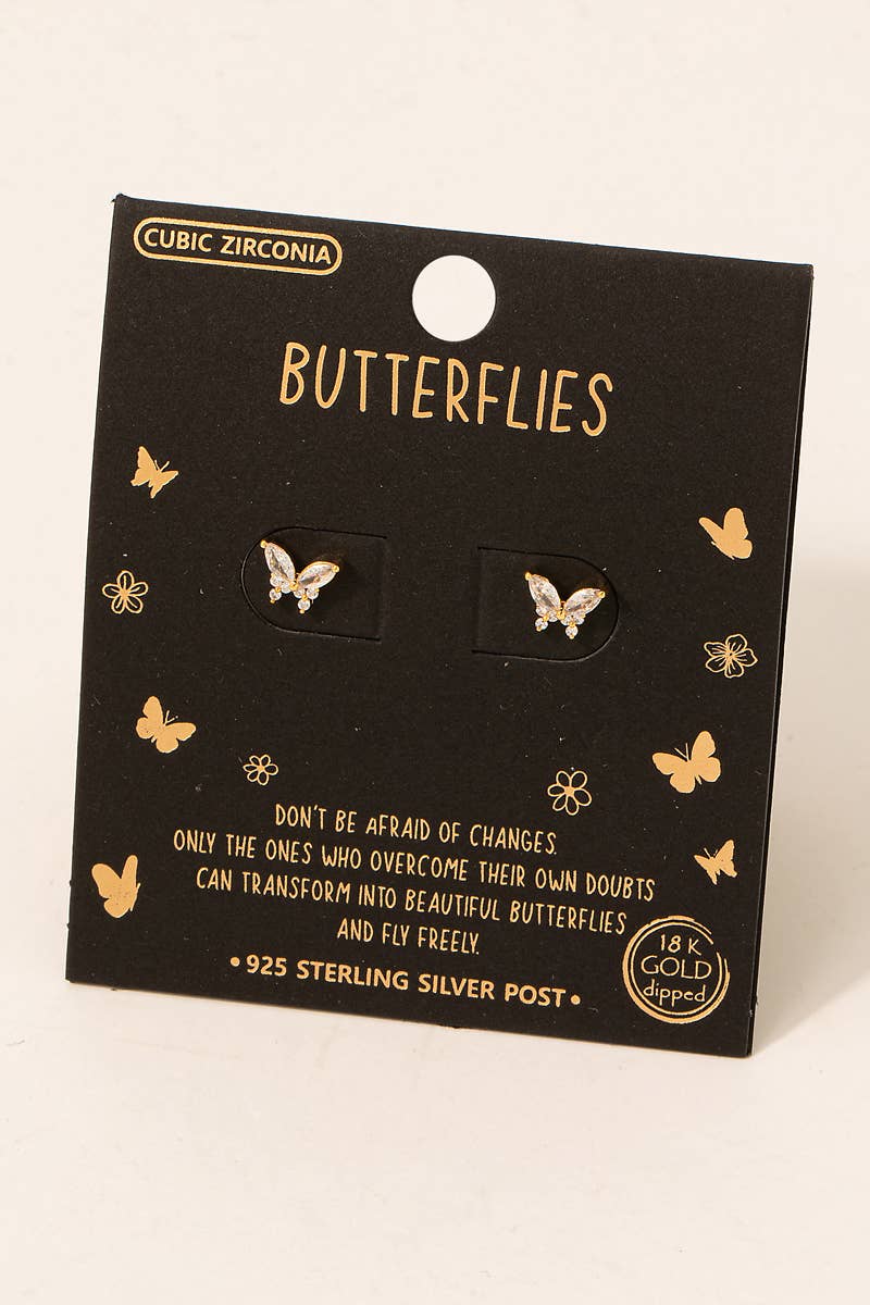 Gold Dipped Butterfly Stud Earrings