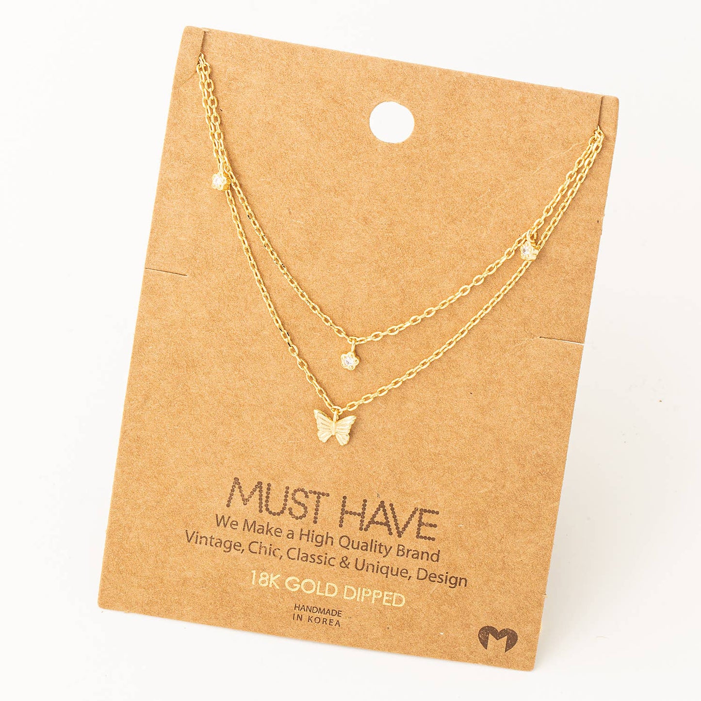 Gold Layered Butterfly Charm Necklace